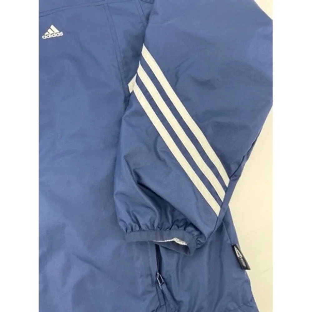 Adidas Windbreaker Jacket Mens Medium Navy Blue ClimaProof 3-Stripe Track Zip Up
